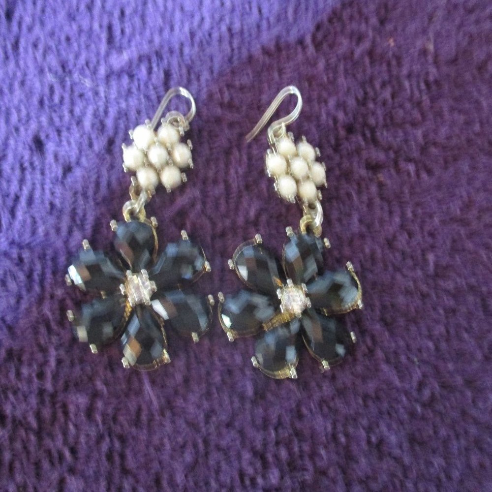 FOUR PAIRS of Earrings / Black & White / Black and Gold